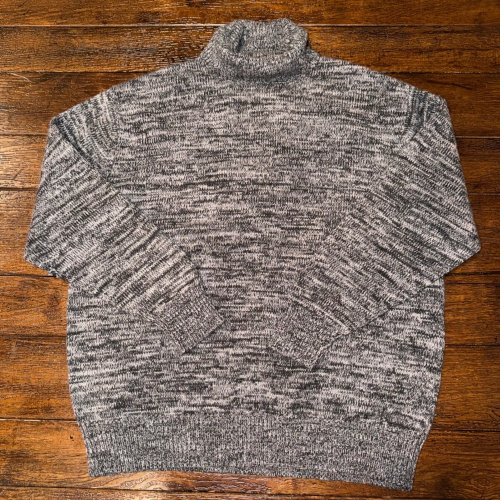 Orvis Signature Collection Mens Gray Marled Wool Cashmere Turtleneck Sweater L